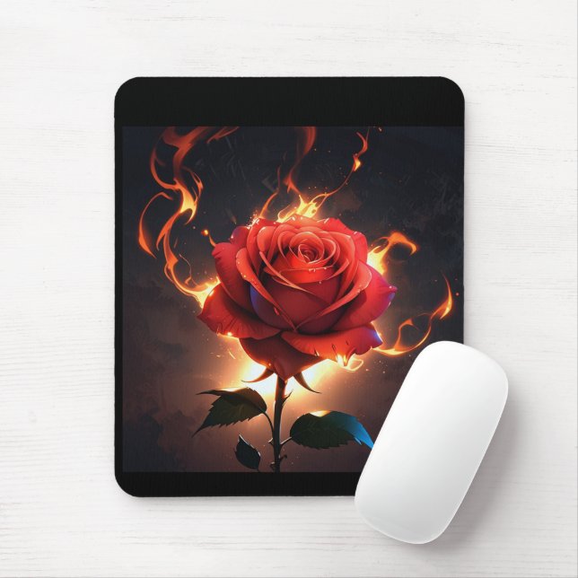 Burning Rose – Passion Meets Destruction in Striki Mouse Mat (With Mouse)