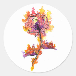 Burning Rose Tattoo Classic Round Sticker