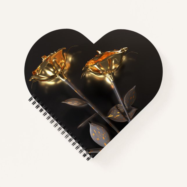 Burning Roses – Golden Elegance Notebook (Front)