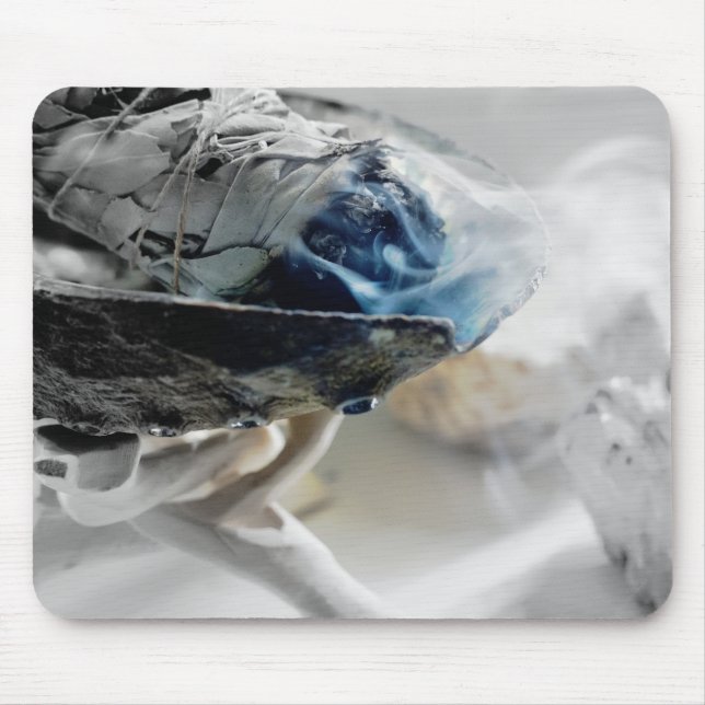 Burning Sage Smoking Metaphysical Esoteric Mouse Mat (Front)