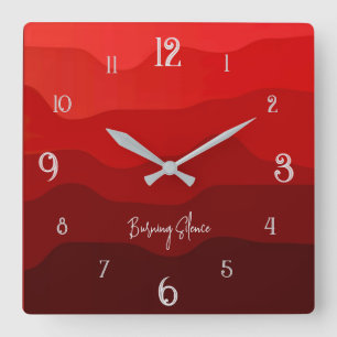 Burning Silence – Red Desert Wave Square Wall Clock