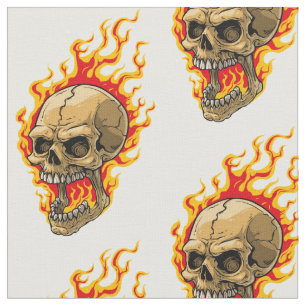 Burning Skull Fabric