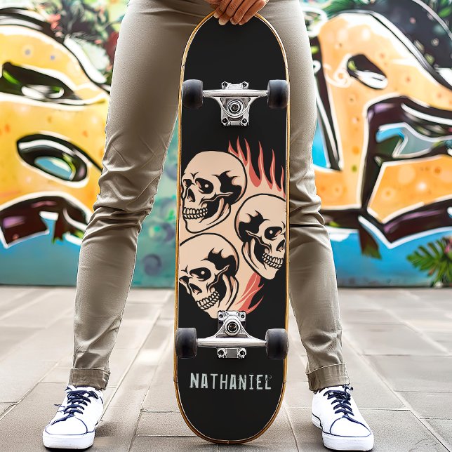 Burning Skull Flames Custom Name Skateboard (Creator Uploaded)