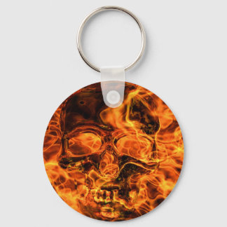 Burning skull key ring