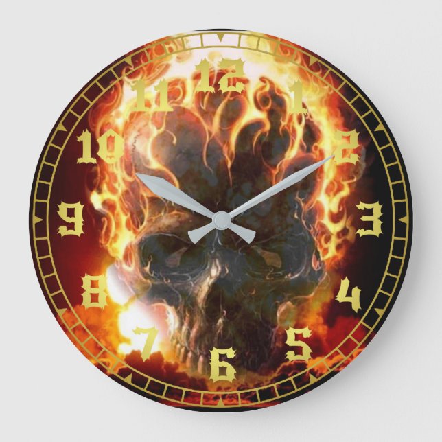 Burning Skull Large Clock (Front)