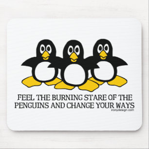 Burning Stare Of The Penguins Mous... - Customised Mouse Mat
