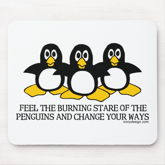 Burning Stare Of The Penguins Mous... - Customised Mouse Mat (Front)