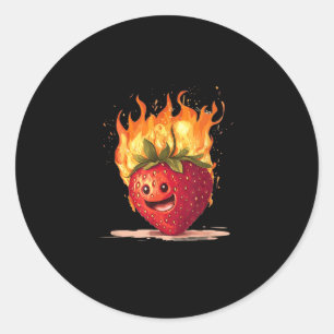 Burning Strawberry Costume With Flames T-shirt.png Classic Round Sticker