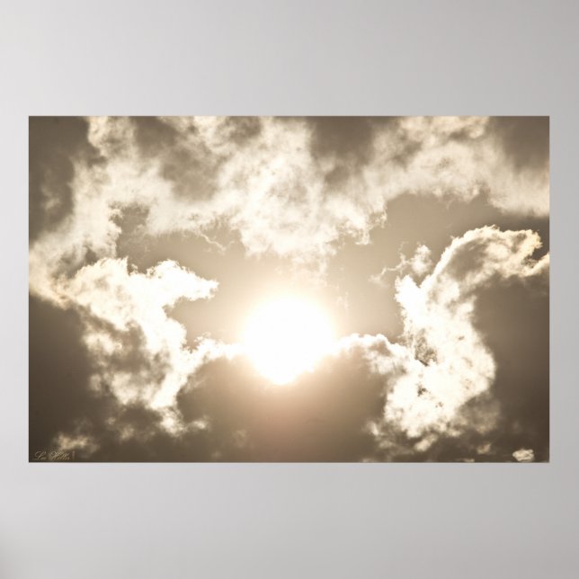 Burning Sun Bronze Sunrise Storm Clouds Poster (Front)