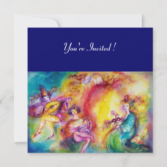 BURNING THE CARNIVAL, Mardi Gras Masquerade Ball Invitation (Front)