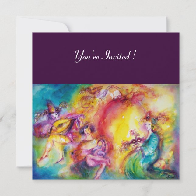 BURNING THE CARNIVAL, Mardi Gras Masquerade Ball Invitation (Front)