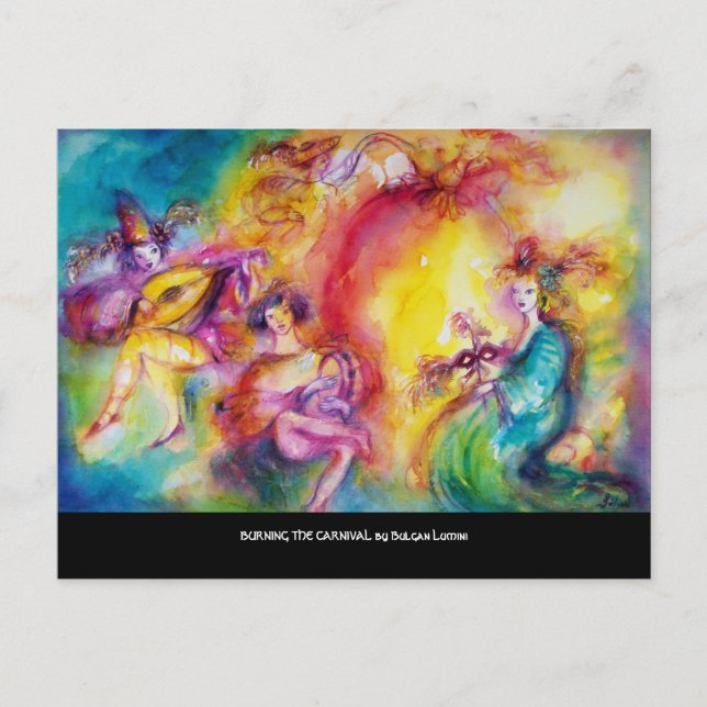 BURNING THE CARNIVAL / Venetian Carnival Dance Invitation Postcard (Front)