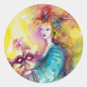 BURNING THE CARNIVAL / Venetian Masquerade Dance Classic Round Sticker
