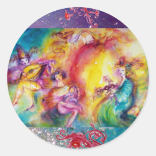 BURNING THE CARNIVAL / Venetian Masquerade Dance Classic Round Sticker