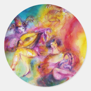 BURNING THE CARNIVAL / Venetian Masquerade Dance Classic Round Sticker