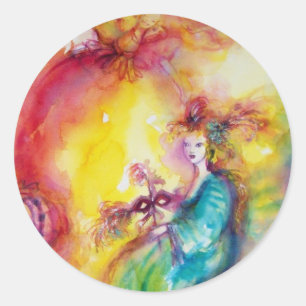 BURNING THE CARNIVAL / Venetian Masquerade Dance Classic Round Sticker