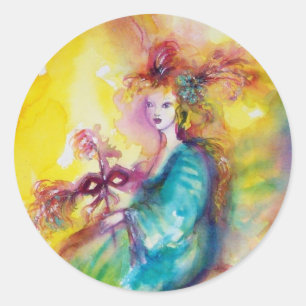 BURNING THE CARNIVAL / Venetian Masquerade Dance Classic Round Sticker