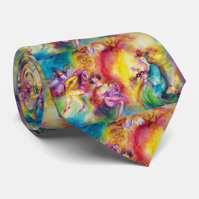 Burning the Carnival Watercolor Tie (Rolled)