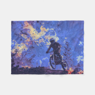 Burning Trails - Dirt-bike Rider Fleece Blanket