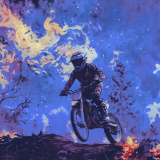 Burning Trails - Dirt-bike Rider Poster