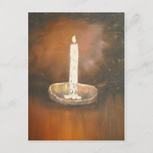 Burning White Candlestick Postcard