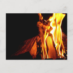 Burning Wood and Fire Post Card