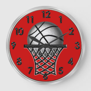 Burnished Basketball Wall Clocks in YOUR COLOR