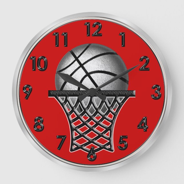 Burnished Basketball Wall Clocks in YOUR COLOR (Front)