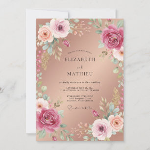Burnished Copper Peony Wedding Invitation