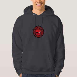 BURNITUDE - Red skull starred logo hoodie