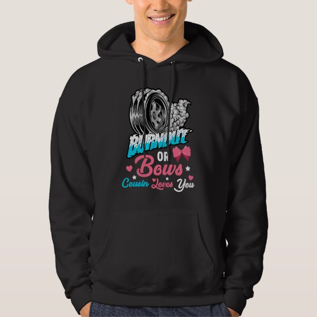 Burnout or Bows Gender Reveal Baby Announcement Pa Hoodie (Front)