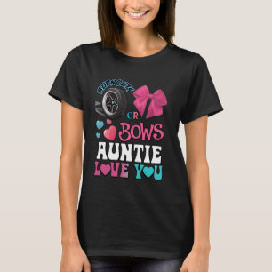 Burnouts or Bows Auntie Loves You Gender Reveal Pa T-Shirt