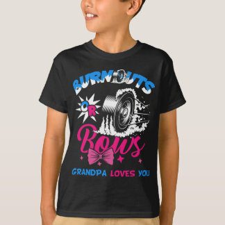 Burnouts or Bows Gender Reveal Baby Party Announce T-Shirt