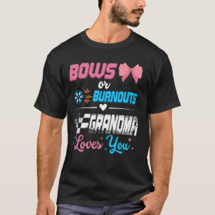 Burnouts Or Bows Gender Reveal Party Announcement T-Shirt