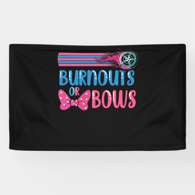 Burnouts or Bows Gender Reveal party Idea Banner (Horizontal)