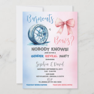 Burnouts or bows Gender Reveal Party Invitation