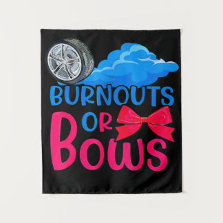 Burnouts or Bows Gender Reveal party mum or dad Tapestry