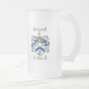 BURNS FAMILY CREST -  BURNS COAT OF ARMS FROSTED GLASS BEER MUG