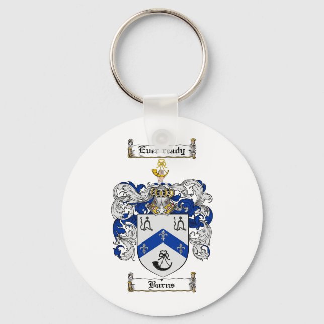 BURNS FAMILY CREST -  BURNS COAT OF ARMS KEY RING (Front)