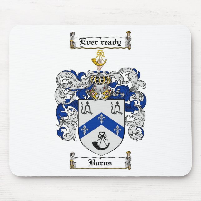 BURNS FAMILY CREST -  BURNS COAT OF ARMS MOUSE MAT (Front)