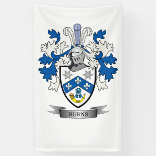 Burns Family Crest Coat of Arms Banner