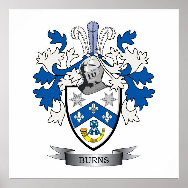 Burns Family Crest Coat of Arms Poster (Front)