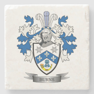 Burns Family Crest Coat of Arms Stone Coaster