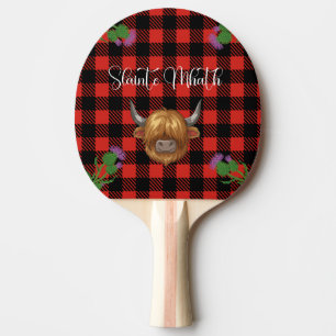 Burns Night Highland Cow Scottish Tartan Ping Pong Paddle