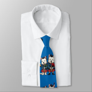 Burns Night West Highland Terrier Bagpipers Tie