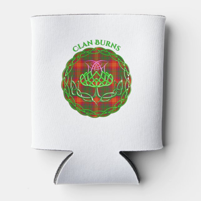 Burns Scottish Tartan Celtic Thistle Can Cooler (Front)