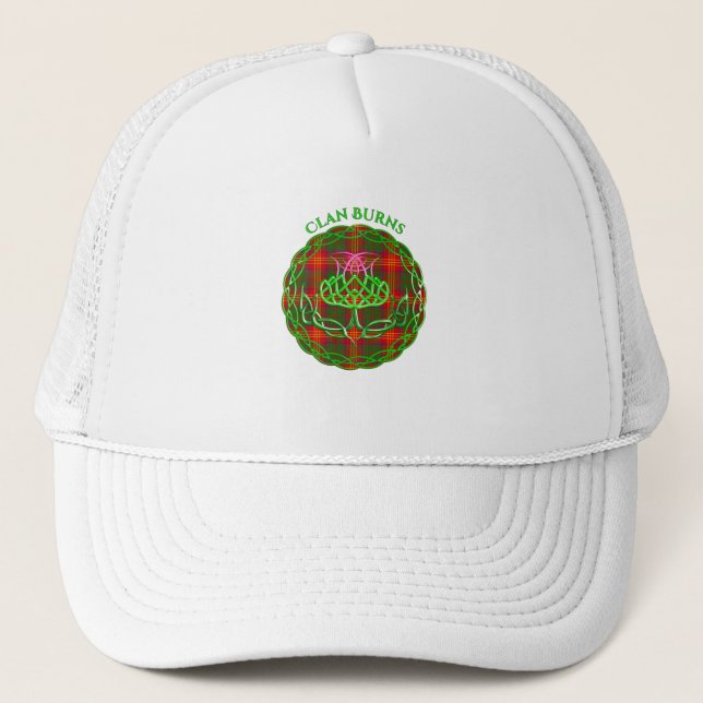 Burns Scottish Tartan Celtic Thistle Trucker Hat (Front)