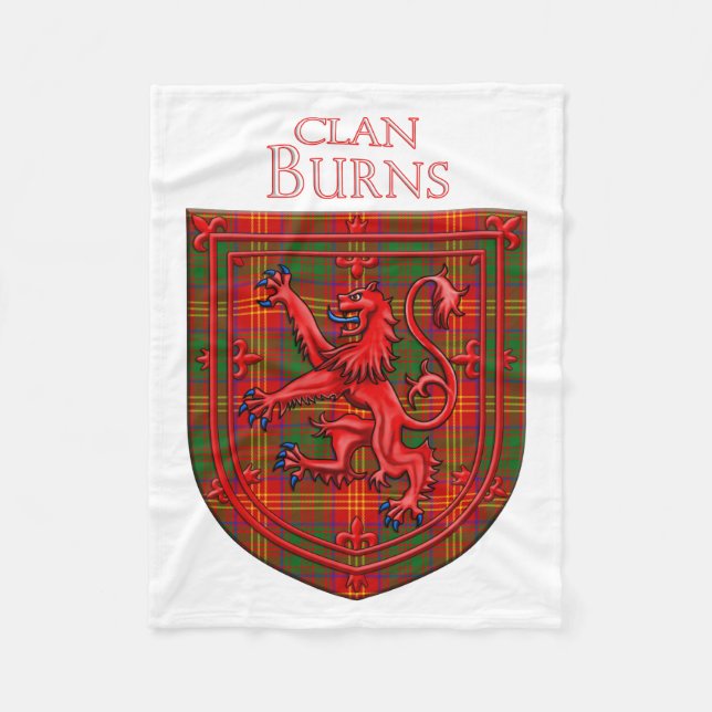 Burns Tartan Scottish Plaid Lion Rampant Fleece Blanket (Front)