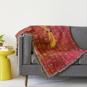 Burnt Amber Egyptian Princess Hieroglyphs  Throw Blanket