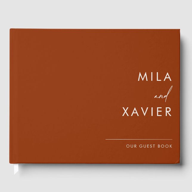 Burnt Amber | Modern Minimal Wedding Guestbook (Front)